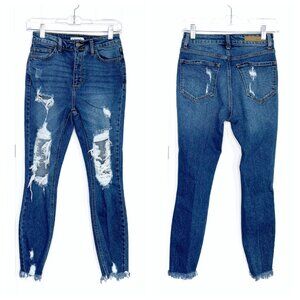 Cello High Rise Mom Distressed Skinny Jeans Size 1